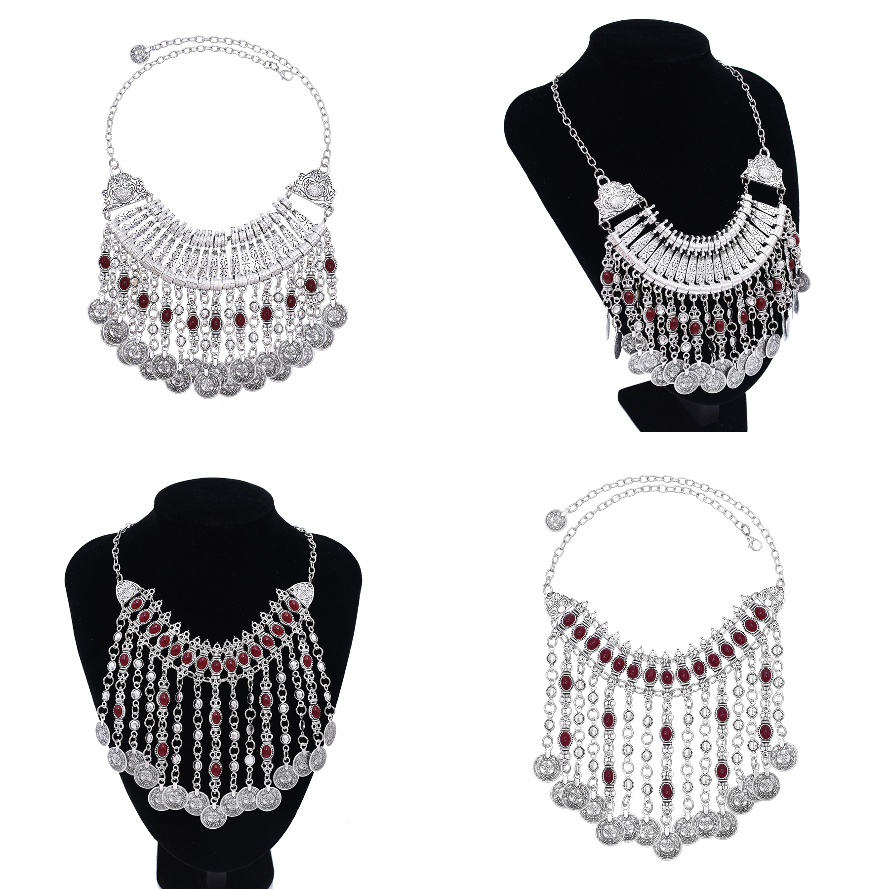 Ethnic Fashion Co In - Vintage Silver Color Ethnic Coins Bib