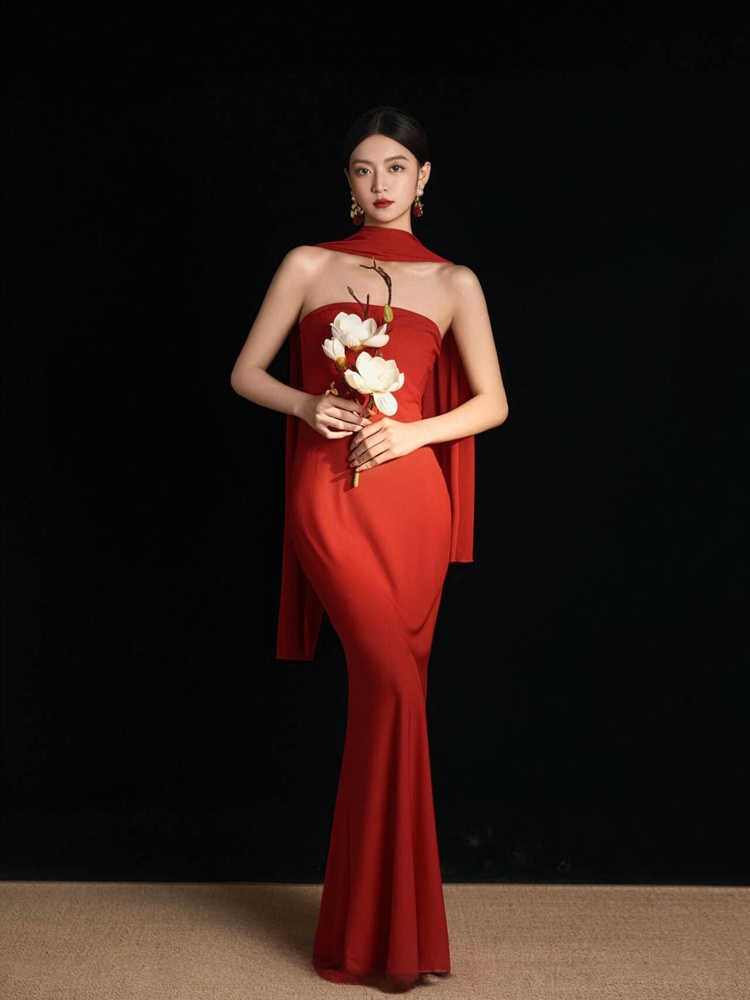 Red Retro Chinese Style Dress  – Ethnic Fashion Photography recenzja i cena