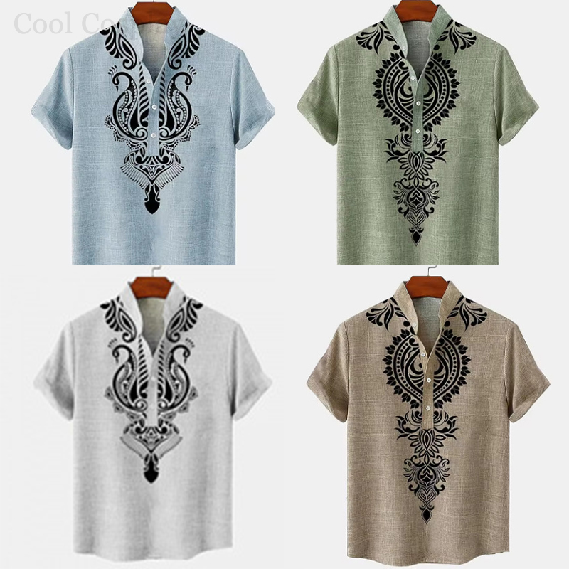Male Retro Tops Henley Shirt M – Ethnic Fashion Men recenzja i cena