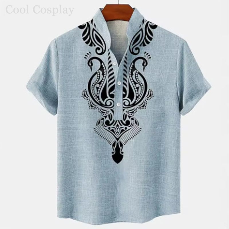 Male Retro Tops Henley Shirt M – Ethnic Fashion Men recenzja i cena