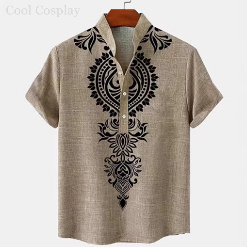 Male Retro Tops Henley Shirt M – Ethnic Fashion Men recenzja i cena