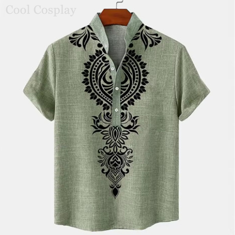 Male Retro Tops Henley Shirt M – Ethnic Fashion Men recenzja i cena