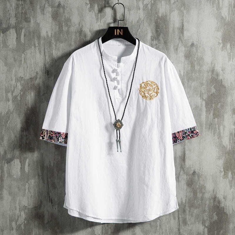 Linen Short Sleeve T-Shirt Men – Urban Ethnic Fashion recenzja i cena