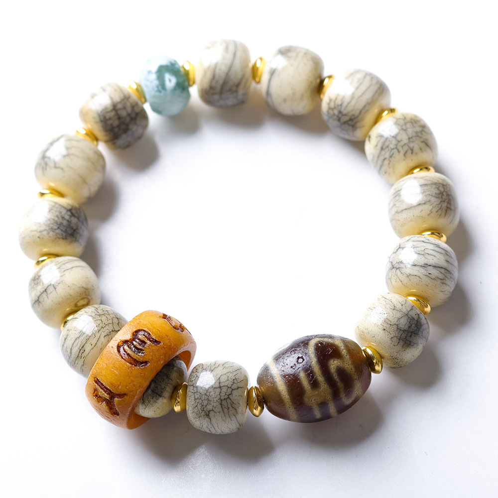 Cracked Yak Bone Barrel Beads  – Ethnic Fashion Men recenzja i cena