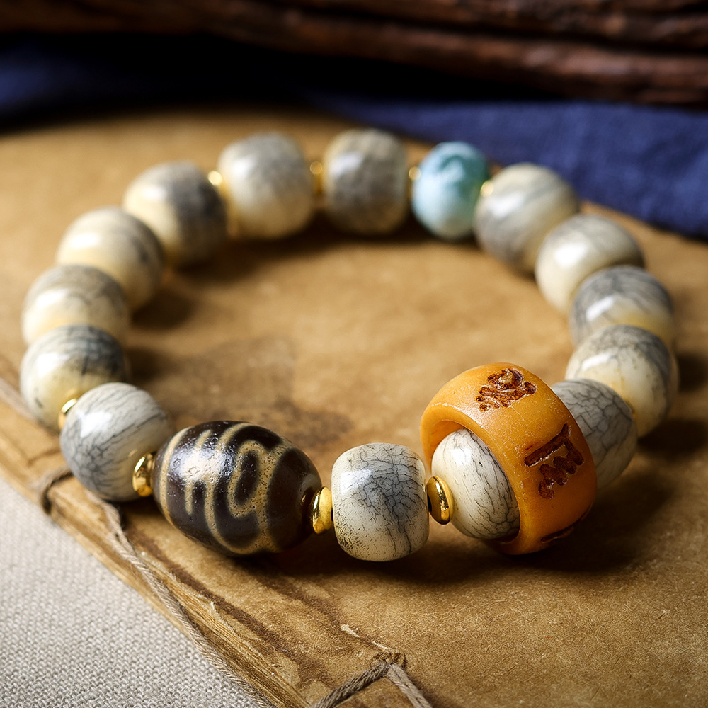 Cracked Yak Bone Barrel Beads  – Ethnic Fashion Men recenzja i cena