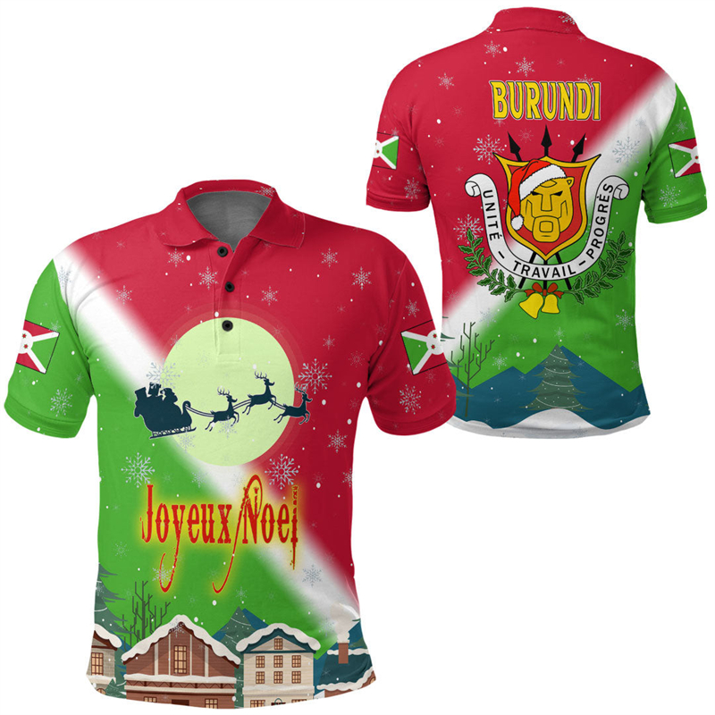 Burundi Flag Map 3D Print Polo – Dashiki Shirt Men recenzja i cena