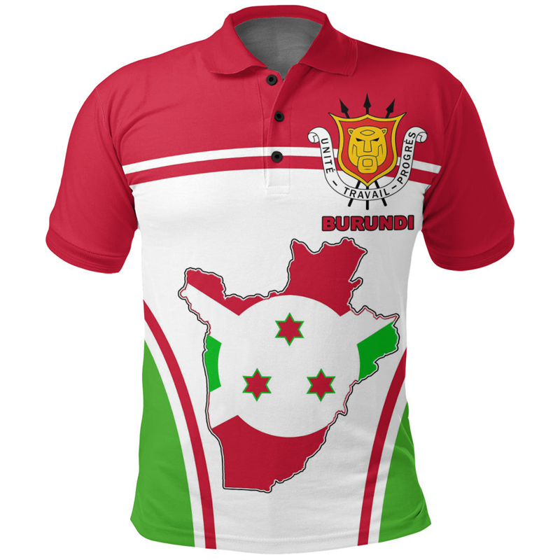 Burundi Flag Map 3D Print Polo – Dashiki Shirt Men recenzja i cena