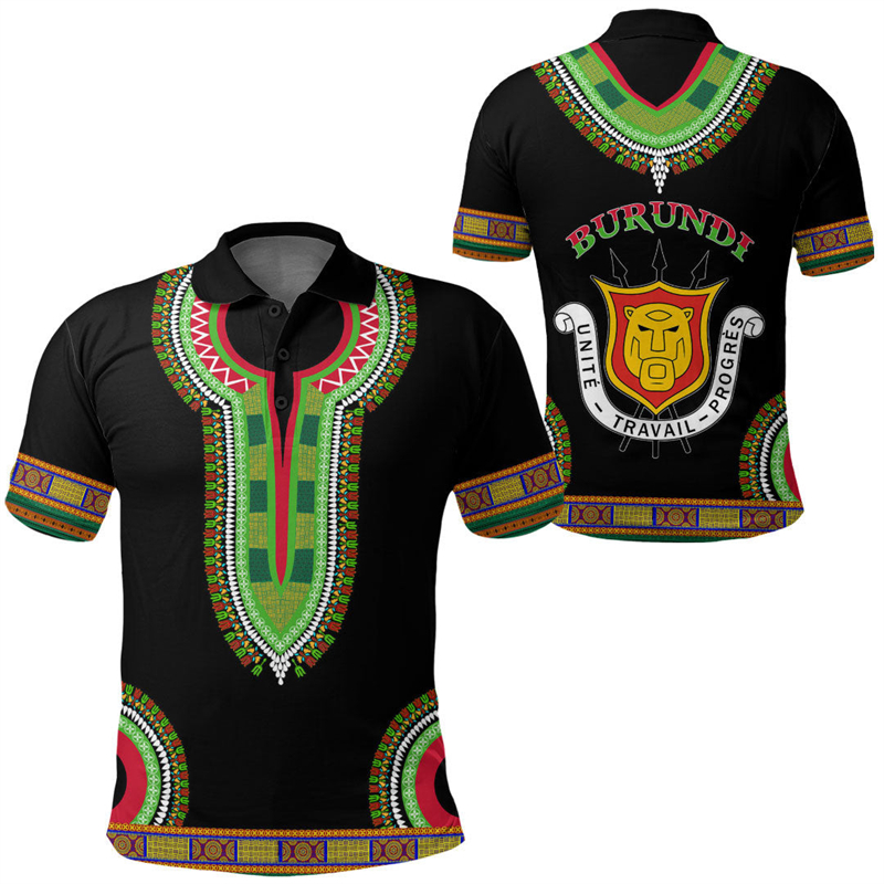Burundi Flag Map 3D Print Polo – Dashiki Shirt Men recenzja i cena