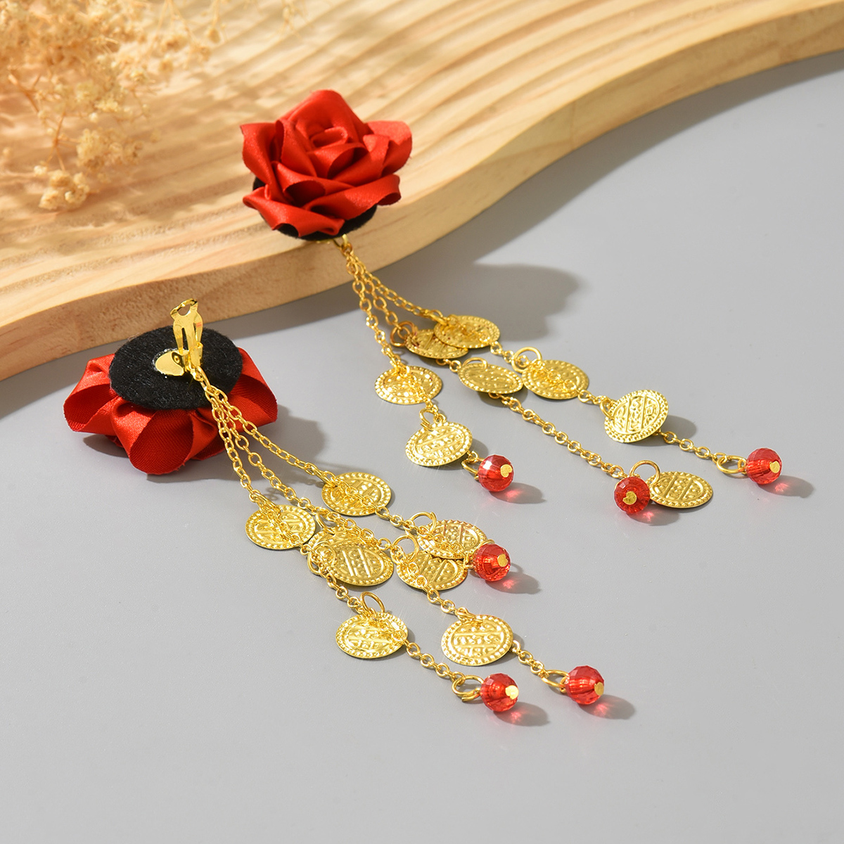 Red Rose Fabric Clip-On Earrin – Ethnic Fashion Co In recenzja i cena