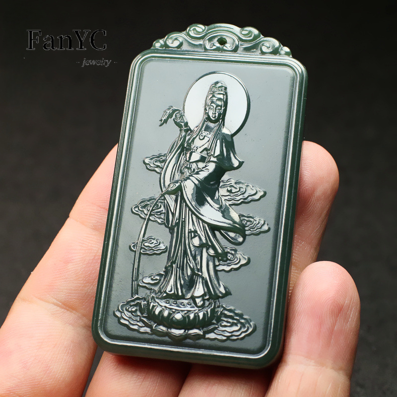 Natural Hetian Jade Qingyu Gua – Ethnic Fashion Men recenzja i cena