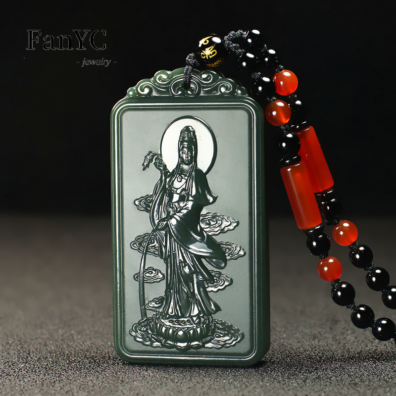 Natural Hetian Jade Qingyu Gua – Ethnic Fashion Men recenzja i cena