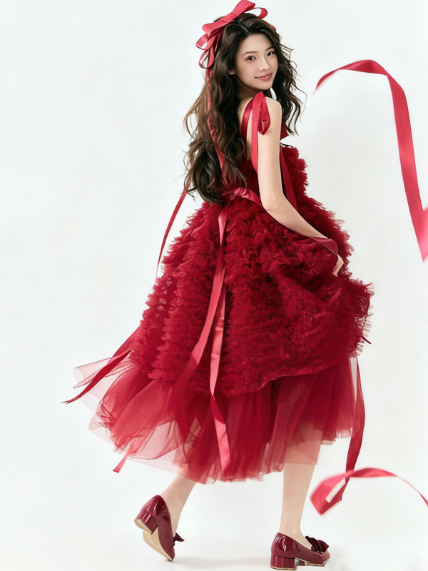 Red Tulle Skirt Artistic Birth – Ethnic Fashion Photography recenzja i cena