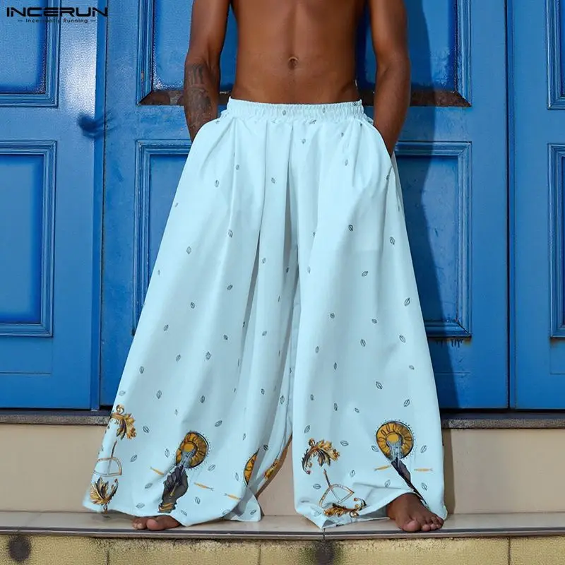 INCERUN Men Wide Leg Pants Pri – Ethnic Fashion Men recenzja i cena