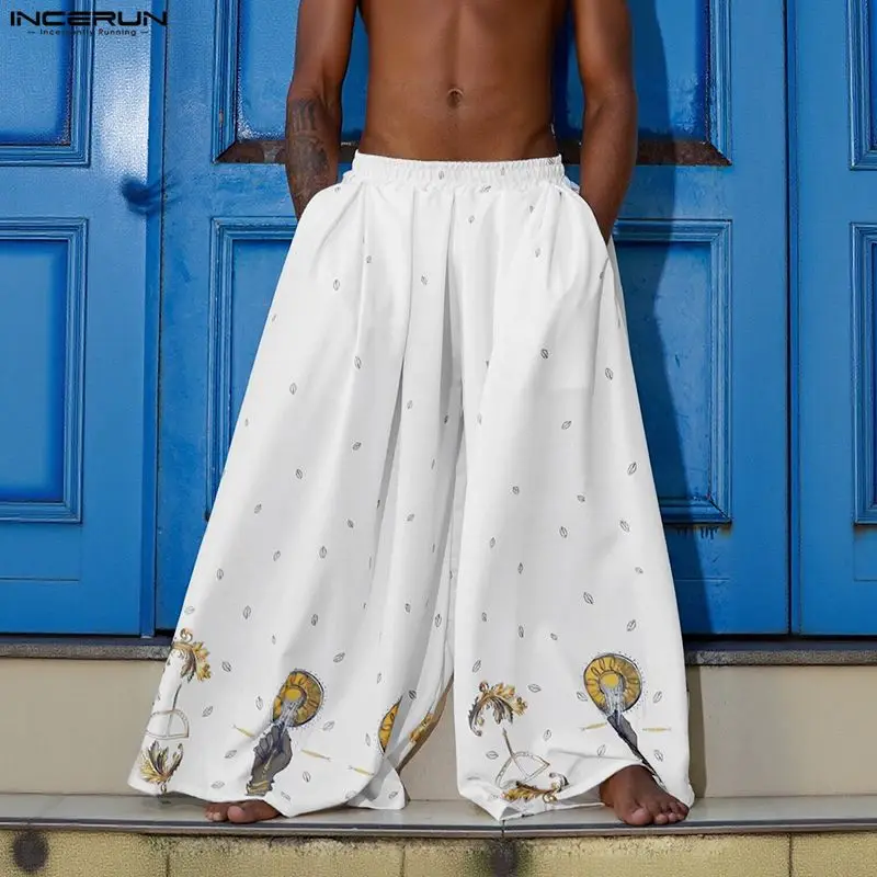 INCERUN Men Wide Leg Pants Pri – Ethnic Fashion Men recenzja i cena